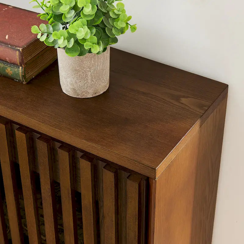 Modern Fluted Hollowed Out Sideboard Cabinet with 2 Outlet Holes, Buffet Cabinet with Storage, Storage Cabinet for Living Room