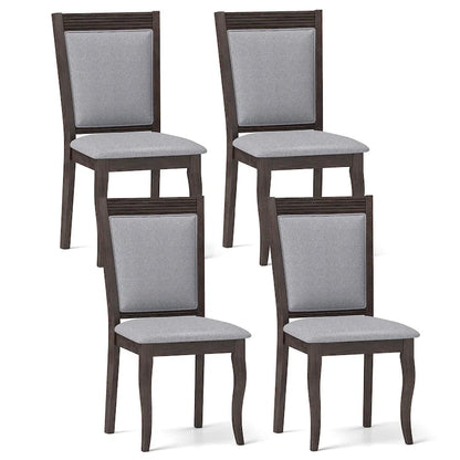 Costway Wood Dining Chairs Set of 2/4 with Rubber Wood Frame Padded