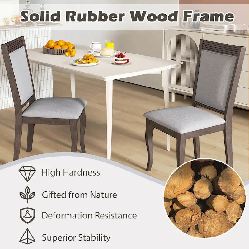 Costway Wood Dining Chairs Set of 2/4 with Rubber Wood Frame Padded