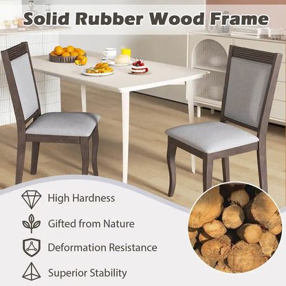 Costway Wood Dining Chairs Set of 2/4 with Rubber Wood Frame Padded