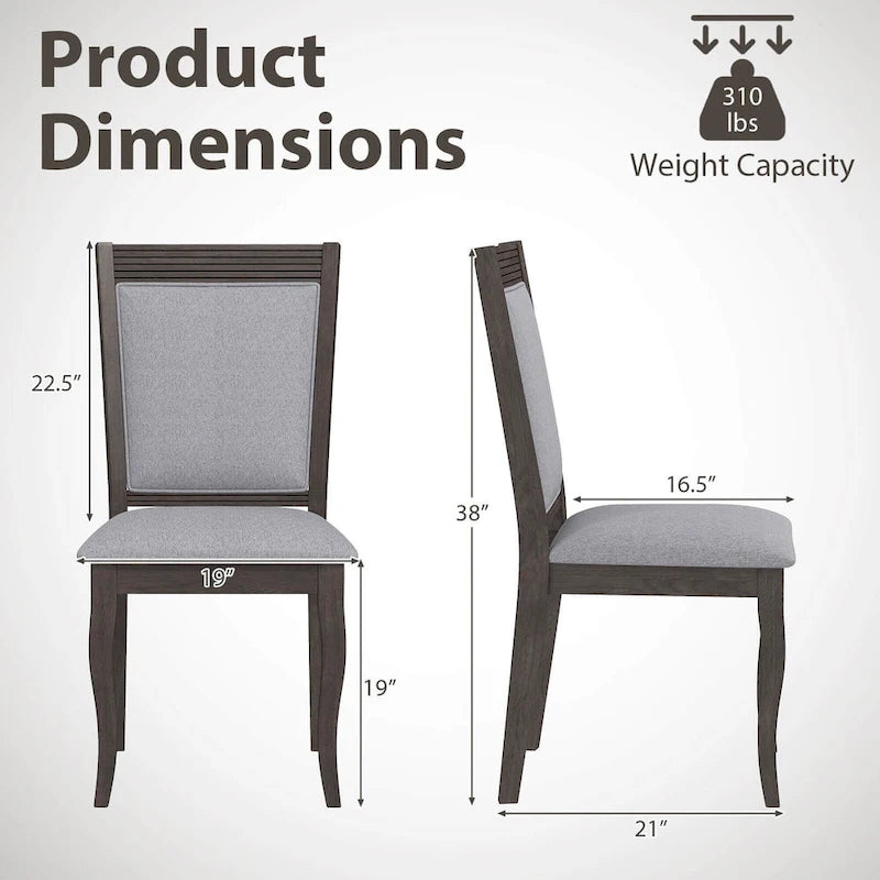 Costway Wood Dining Chairs Set of 2/4 with Rubber Wood Frame Padded