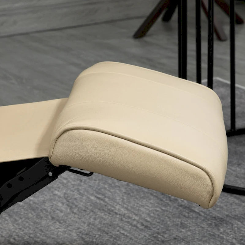 PU Leather Swivel Recliner Chair Manual Lounge Chair with Wood Base, Adjustable Backrest and Retractable Footrest