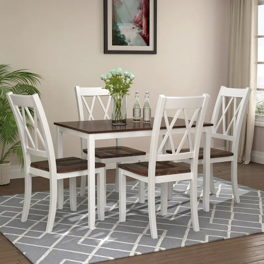 Home Kitchen Table and Chairs Set Farmhouse Kitchen Dining Table Set with Anti-Slipping Protectors and X-Back Chair for Kitchen