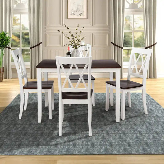 Home Kitchen Table and Chairs Set Farmhouse Kitchen Dining Table Set with Anti-Slipping Protectors and X-Back Chair for Kitchen
