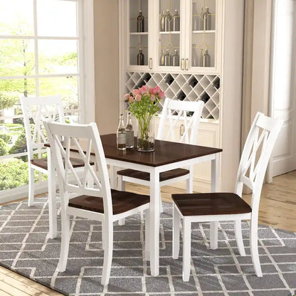 Home Kitchen Table and Chairs Set Farmhouse Kitchen Dining Table Set with Anti-Slipping Protectors and X-Back Chair for Kitchen