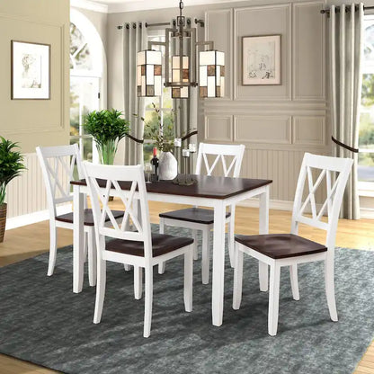 Home Kitchen Table and Chairs Set Farmhouse Kitchen Dining Table Set with Anti-Slipping Protectors and X-Back Chair for Kitchen