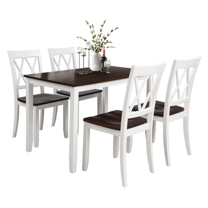 Home Kitchen Table and Chairs Set Farmhouse Kitchen Dining Table Set with Anti-Slipping Protectors and X-Back Chair for Kitchen