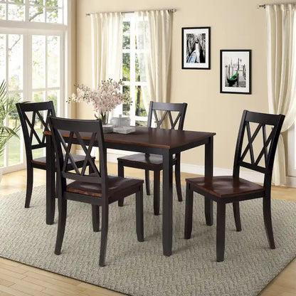 Home Kitchen Table and Chairs Set Farmhouse Kitchen Dining Table Set with Anti-Slipping Protectors and X-Back Chair for Kitchen