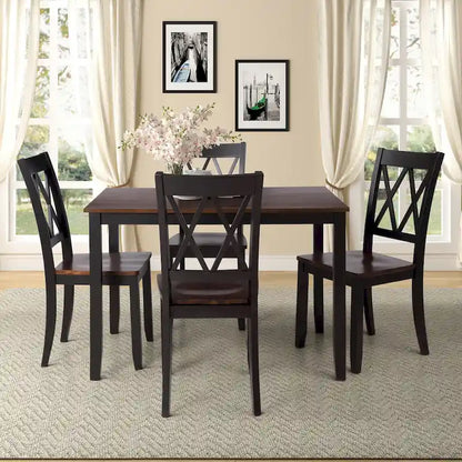 Home Kitchen Table and Chairs Set Farmhouse Kitchen Dining Table Set with Anti-Slipping Protectors and X-Back Chair for Kitchen