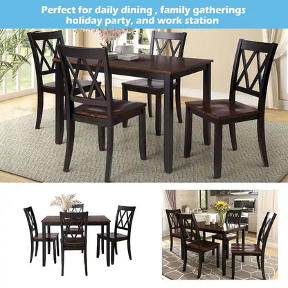 Home Kitchen Table and Chairs Set Farmhouse Kitchen Dining Table Set with Anti-Slipping Protectors and X-Back Chair for Kitchen