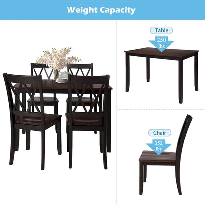 Home Kitchen Table and Chairs Set Farmhouse Kitchen Dining Table Set with Anti-Slipping Protectors and X-Back Chair for Kitchen