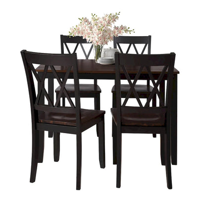 Home Kitchen Table and Chairs Set Farmhouse Kitchen Dining Table Set with Anti-Slipping Protectors and X-Back Chair for Kitchen