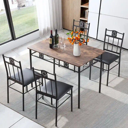 VECELO 3/5-piece Mid-century Dining Table Set with Upholstered Chair
