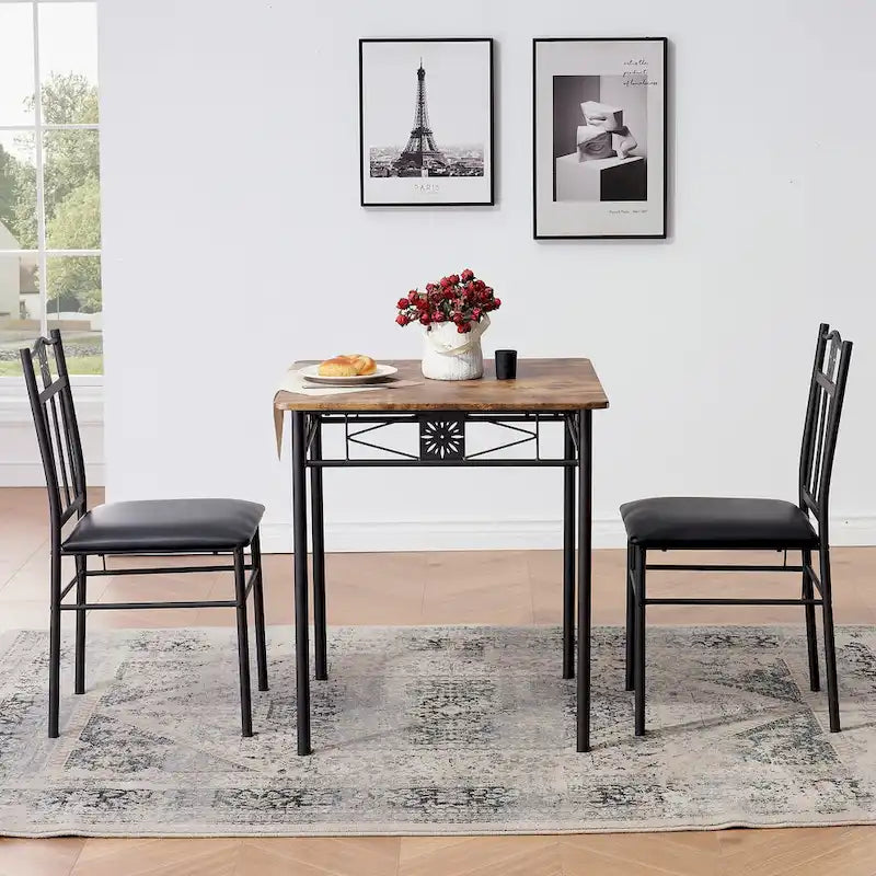 VECELO 3/5-piece Mid-century Dining Table Set with Upholstered Chair