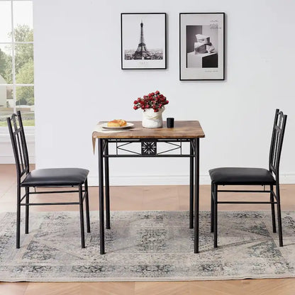VECELO 3/5-piece Mid-century Dining Table Set with Upholstered Chair