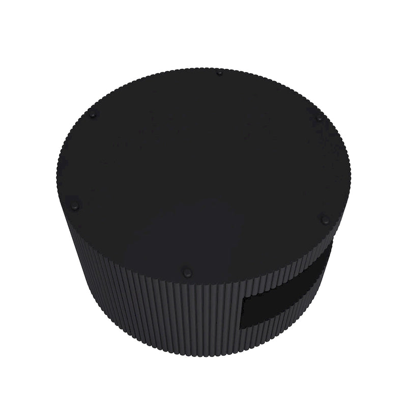 Double Layer Round Coffee Table Modern Center Table Vertical Striped Coffee Table with Storage Space, for Living Room