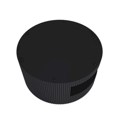 Double Layer Round Coffee Table Modern Center Table Vertical Striped Coffee Table with Storage Space, for Living Room