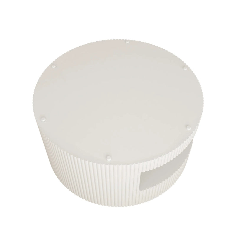 Double Layer Round Coffee Table Modern Center Table Vertical Striped Coffee Table with Storage Space, for Living Room