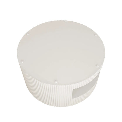 Double Layer Round Coffee Table Modern Center Table Vertical Striped Coffee Table with Storage Space, for Living Room