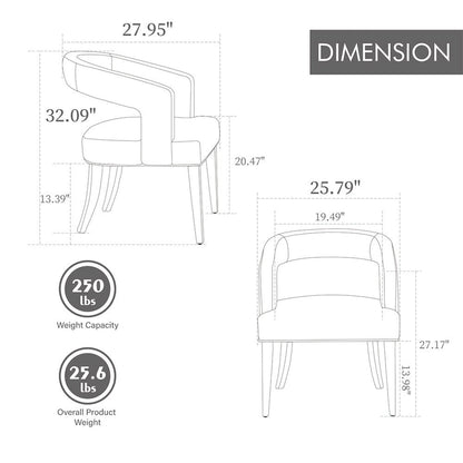 25.79  Wide Modern Barrel Open Back Upholstered Accent Chair