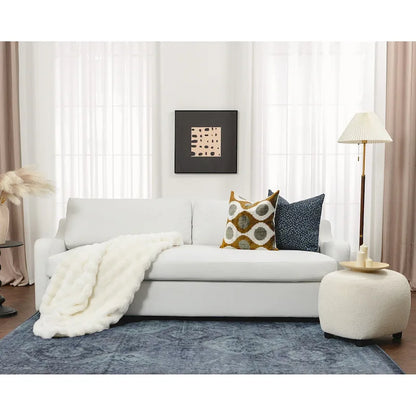 KINWELL 3-Seater Linen Upholstered Deep Seat Sofa with Flippable Cushions, 90 W