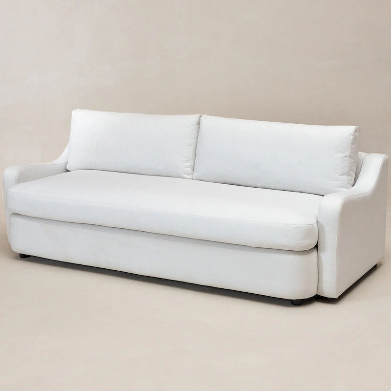 KINWELL 3-Seater Linen Upholstered Deep Seat Sofa with Flippable Cushions, 90 W