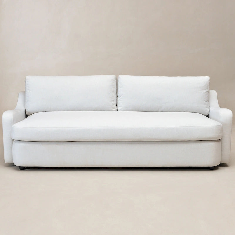 KINWELL 3-Seater Linen Upholstered Deep Seat Sofa with Flippable Cushions, 90 W