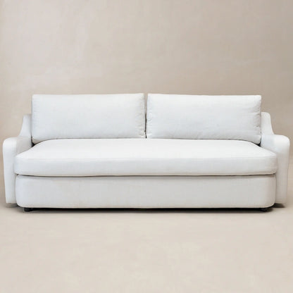 KINWELL 3-Seater Linen Upholstered Deep Seat Sofa with Flippable Cushions, 90 W