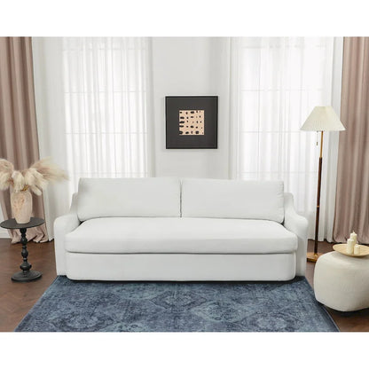 KINWELL 3-Seater Linen Upholstered Deep Seat Sofa with Flippable Cushions, 90 W