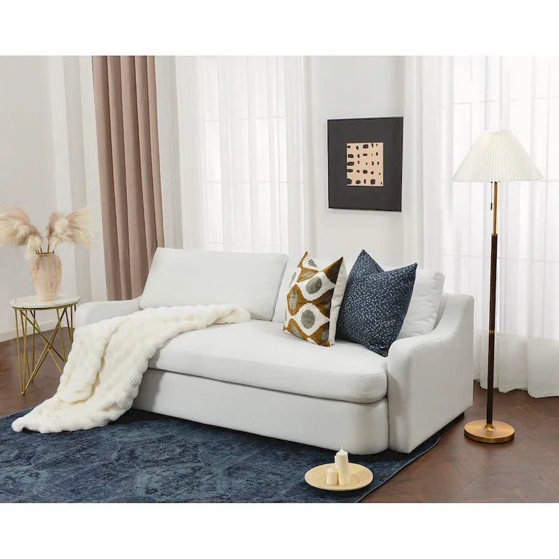 KINWELL 3-Seater Linen Upholstered Deep Seat Sofa with Flippable Cushions, 90 W