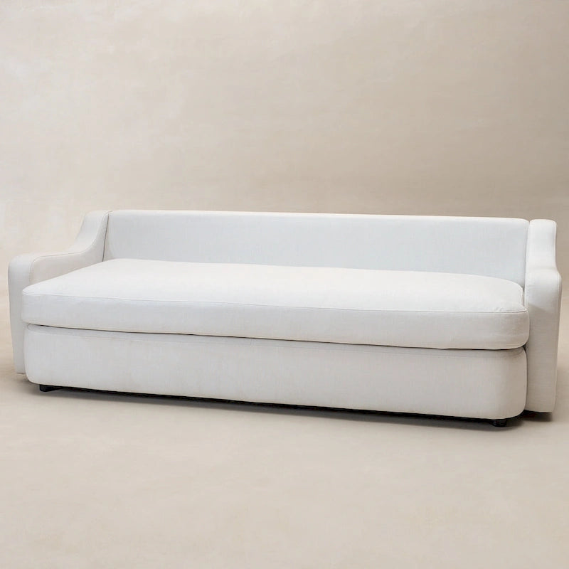 KINWELL 3-Seater Linen Upholstered Deep Seat Sofa with Flippable Cushions, 90 W