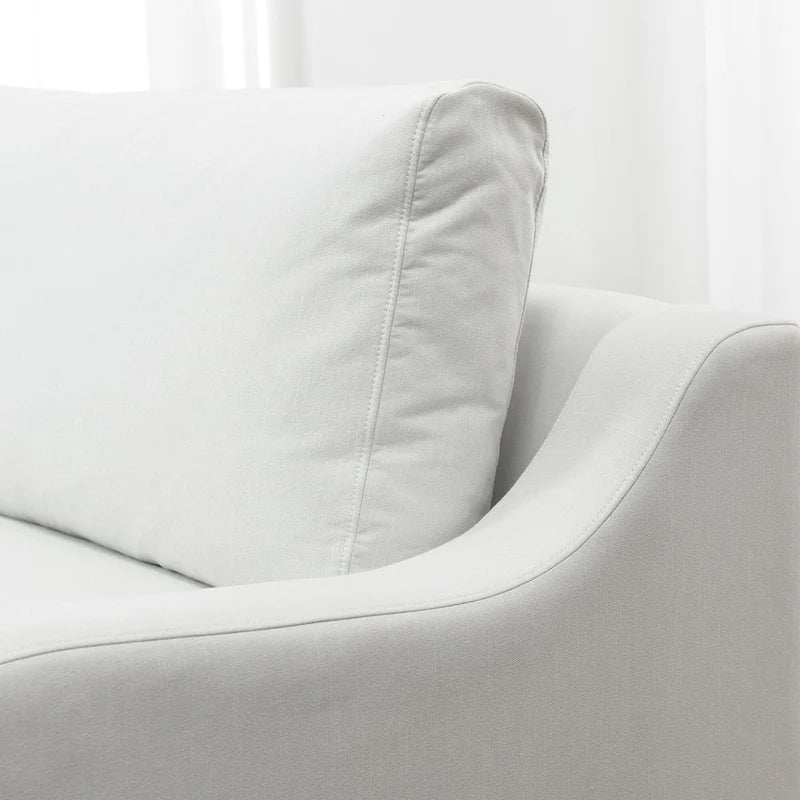 KINWELL 3-Seater Linen Upholstered Deep Seat Sofa with Flippable Cushions, 90 W