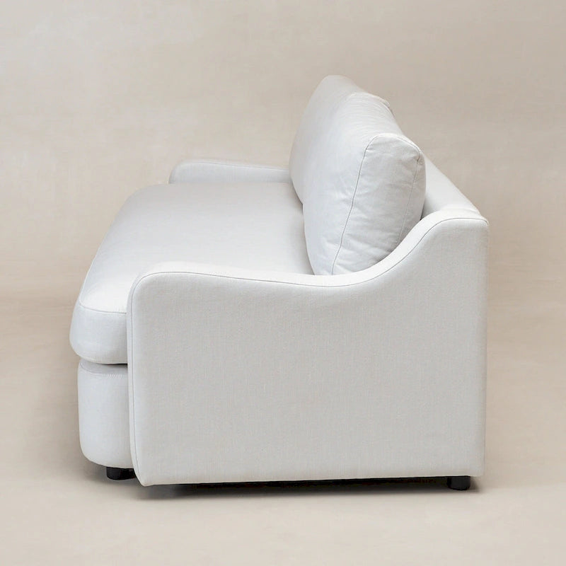 KINWELL 3-Seater Linen Upholstered Deep Seat Sofa with Flippable Cushions, 90 W