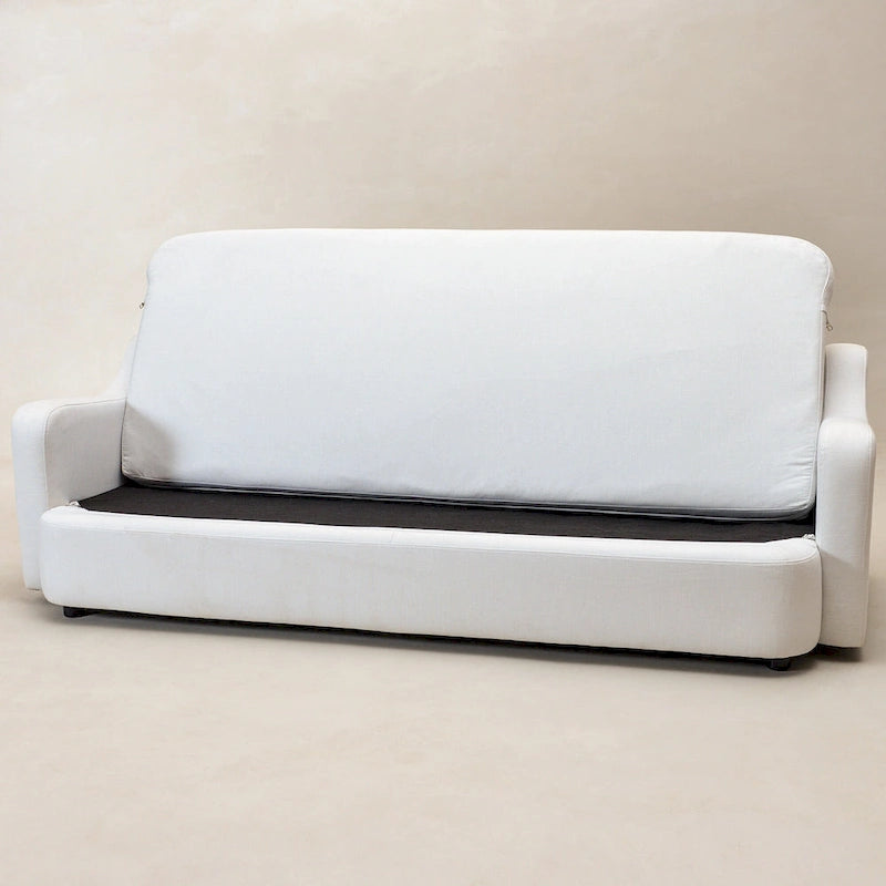 KINWELL 3-Seater Linen Upholstered Deep Seat Sofa with Flippable Cushions, 90 W