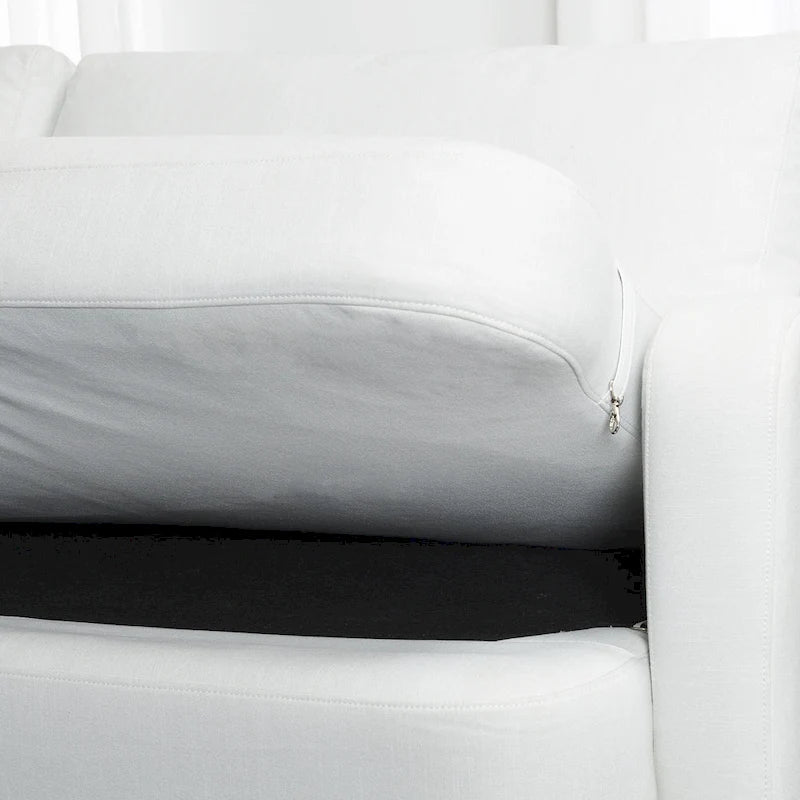 KINWELL 3-Seater Linen Upholstered Deep Seat Sofa with Flippable Cushions, 90 W