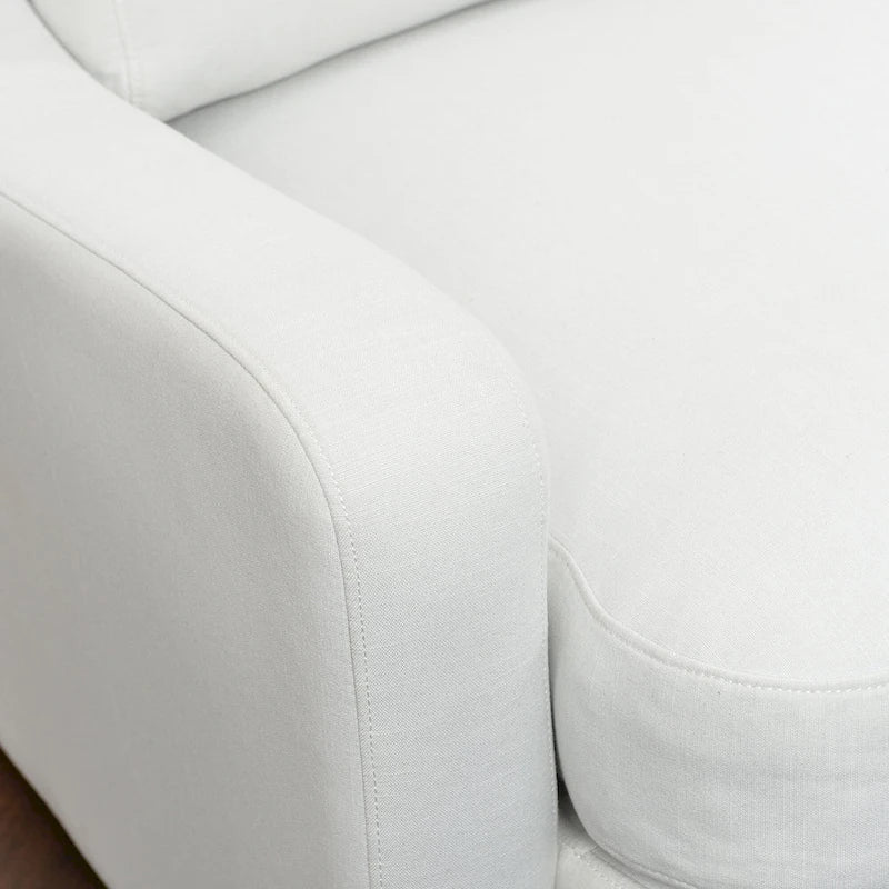 KINWELL 3-Seater Linen Upholstered Deep Seat Sofa with Flippable Cushions, 90 W