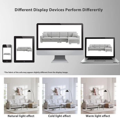 119  Chenille L-Shaped Sectional Sofa with Chaise Lounge and 2 Pillows