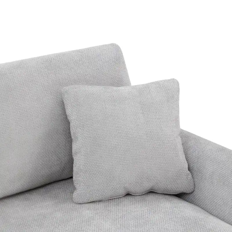 119  Chenille L-Shaped Sectional Sofa with Chaise Lounge and 2 Pillows