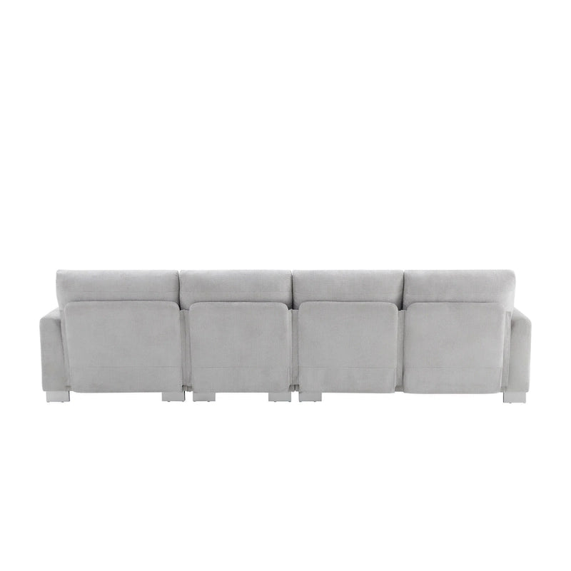 119  Chenille L-Shaped Sectional Sofa with Chaise Lounge and 2 Pillows