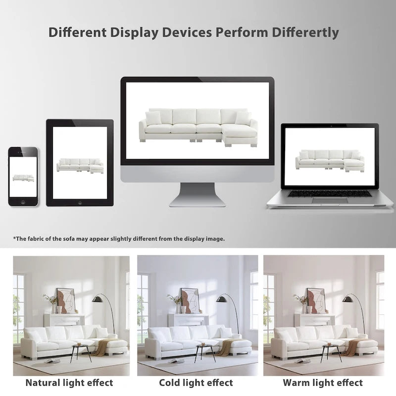 119  Chenille L-Shaped Sectional Sofa with Chaise Lounge and 2 Pillows