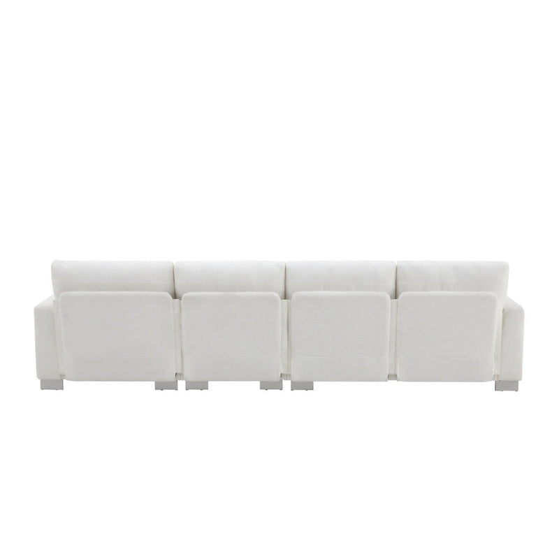 119  Chenille L-Shaped Sectional Sofa with Chaise Lounge and 2 Pillows