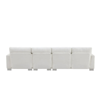 119  Chenille L-Shaped Sectional Sofa with Chaise Lounge and 2 Pillows