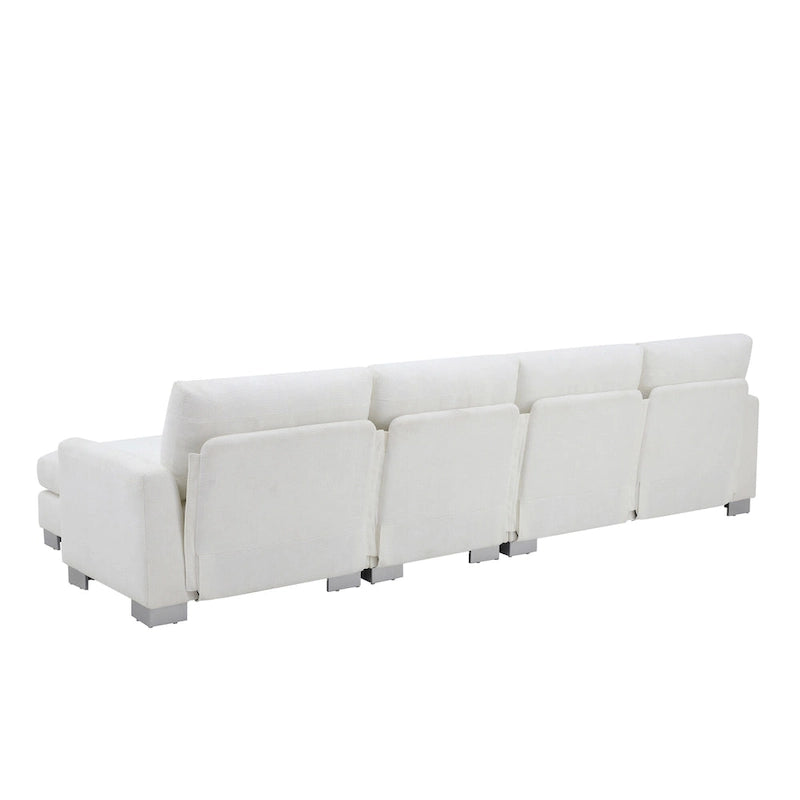 119  Chenille L-Shaped Sectional Sofa with Chaise Lounge and 2 Pillows