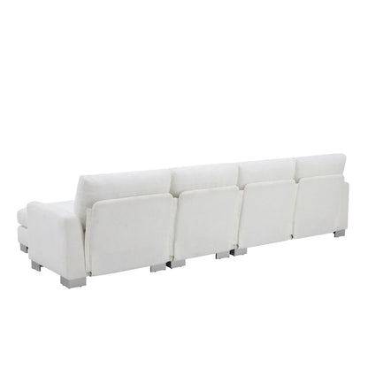 119  Chenille L-Shaped Sectional Sofa with Chaise Lounge and 2 Pillows