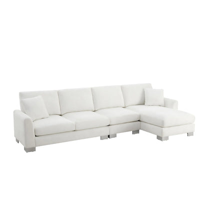 119  Chenille L-Shaped Sectional Sofa with Chaise Lounge and 2 Pillows