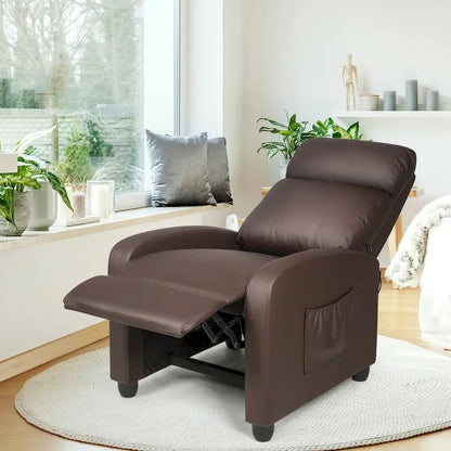Gymax Massage Recliner Chair Single Sofa Padded Seat w/ Footrest