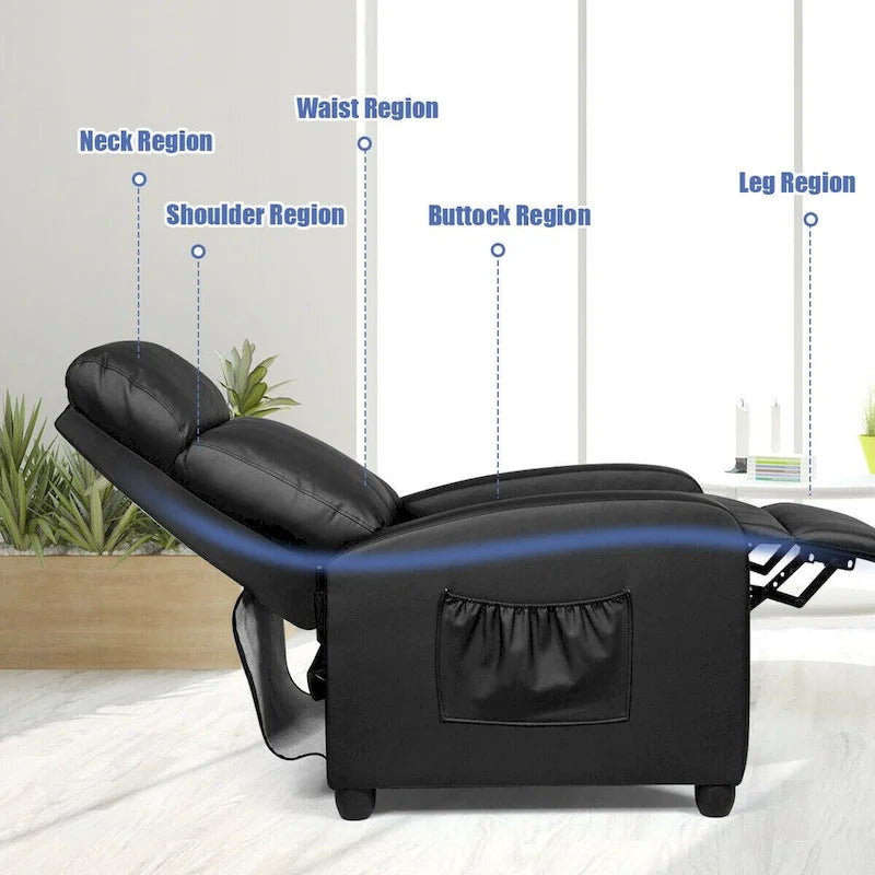 Gymax Massage Recliner Chair Single Sofa Padded Seat w/ Footrest