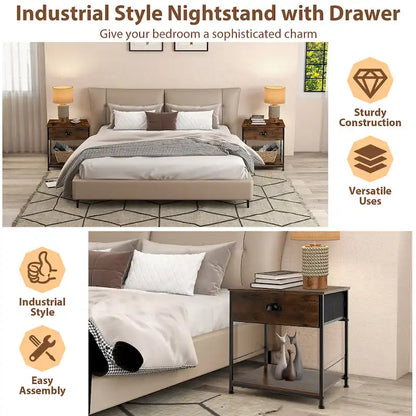 Gymax 2-tier Nightstand Bedside End Sofa Coffee Table for Bedroom