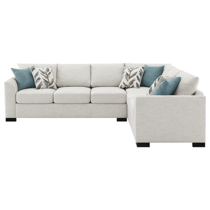 Ashlee Sleeper Sectional Sofa, Greige Chenille, 6 Pillows, 111 Inch