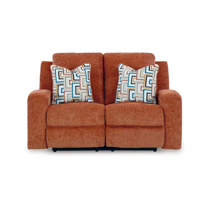 Genna Manual Recliner Loveseat, Orange Polyester, 2 Pillow 64 Inch